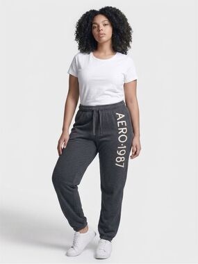 Aeropostale 1987 Women's Charcoal Logo Joggers